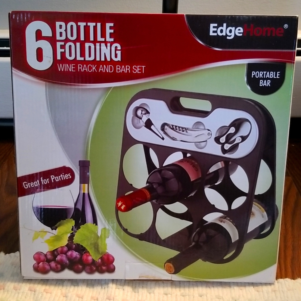6 bottle folding wine Rack and bar set